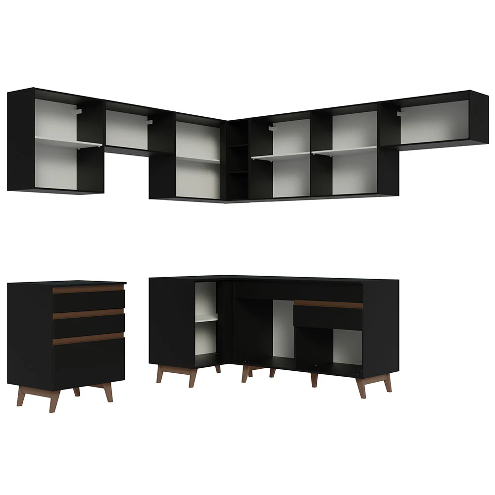 Armário de Cozinha Completa de Canto 462cm Preto Reims Madesa 03 - Image 12