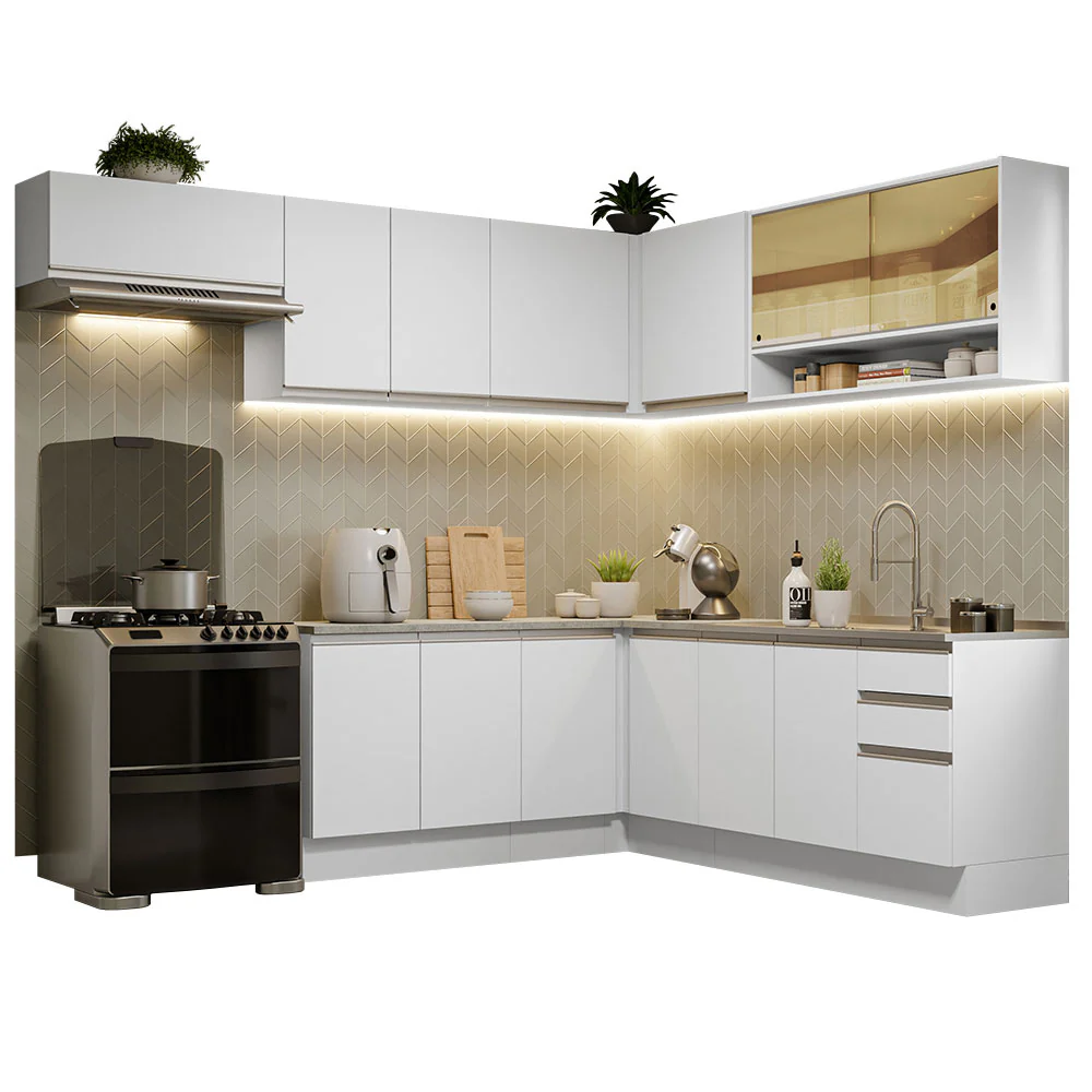 Armário de Cozinha Completa de Canto 469cm Branco Glamy Madesa 01 - Image 2