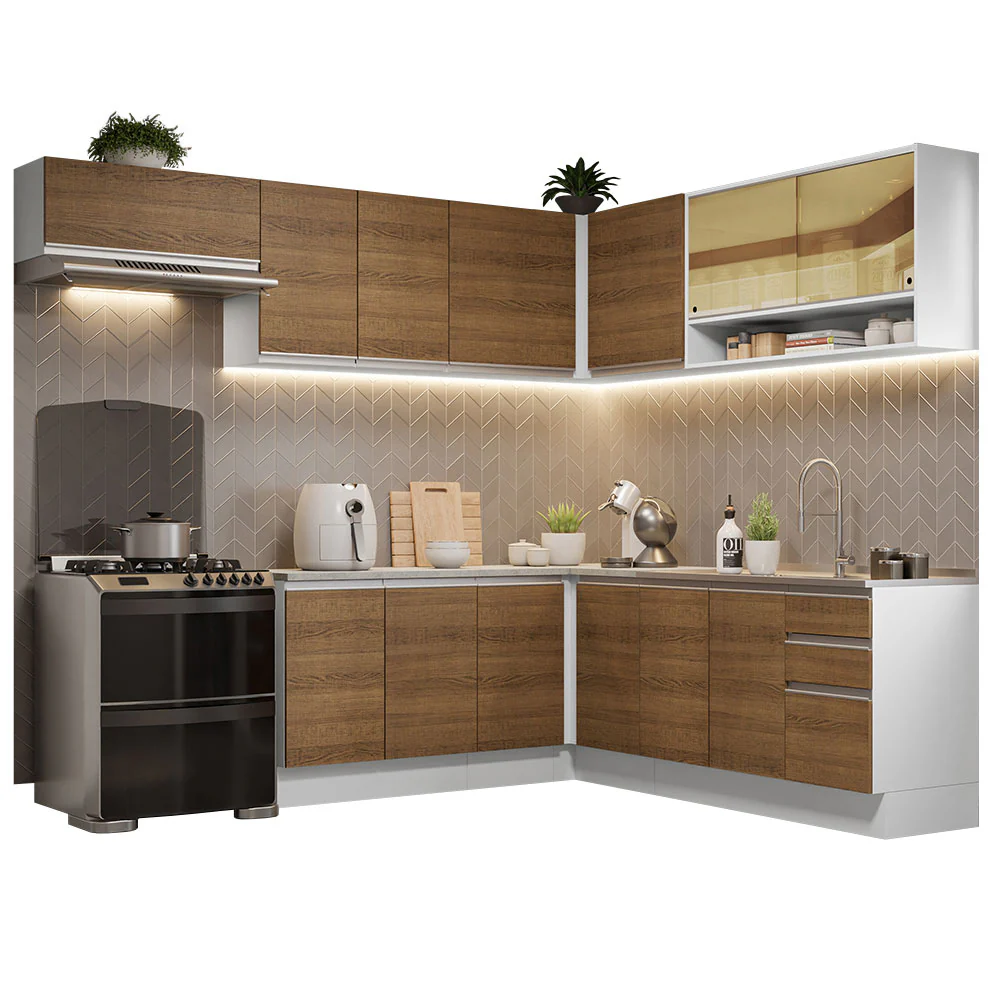 Armário de Cozinha Completa de Canto 469cm Branco/Rustic Glamy Madesa 01 - Image 2