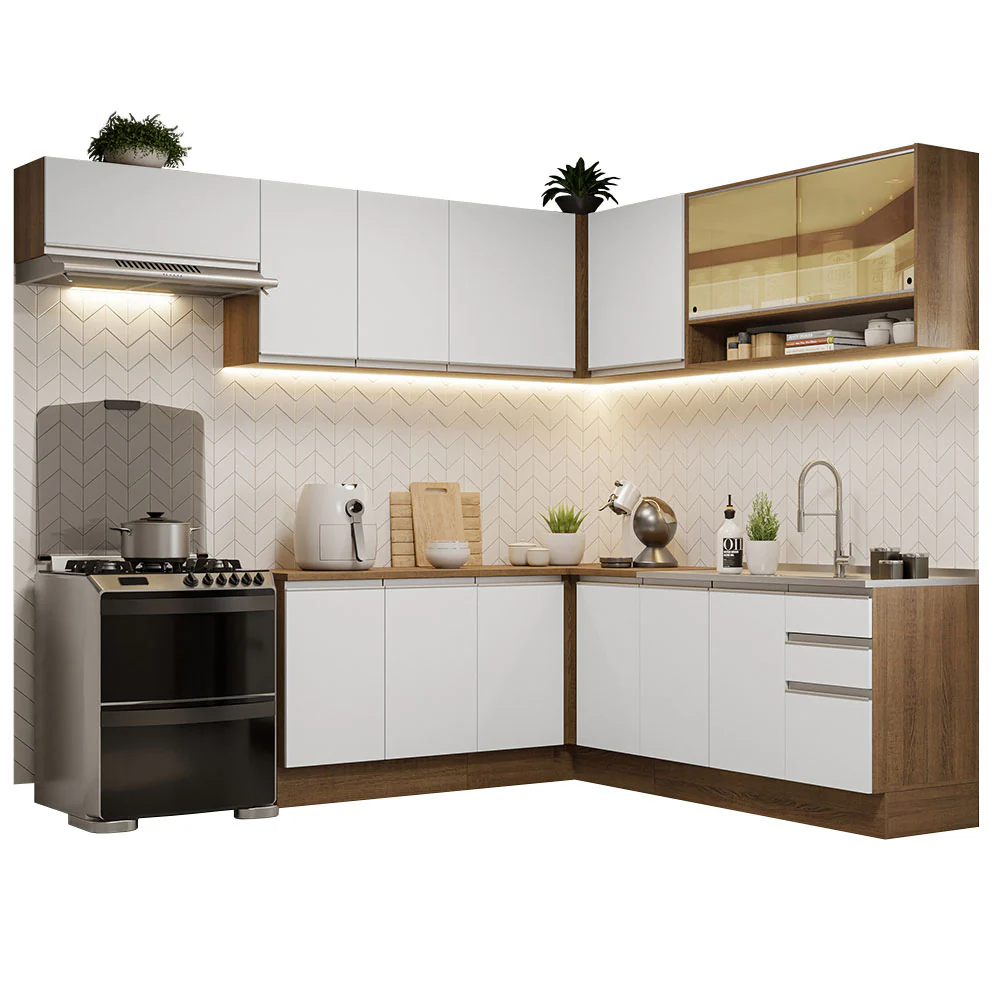 Armário de Cozinha Completa de Canto 469cm Rustic/Branco Glamy Madesa 01 - Image 2