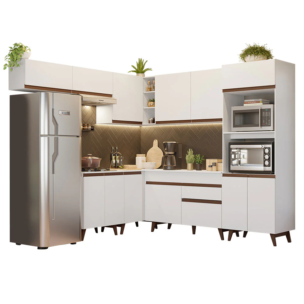 Armário de Cozinha Completa de Canto 472cm Branco Reims Madesa 01 - Image 2
