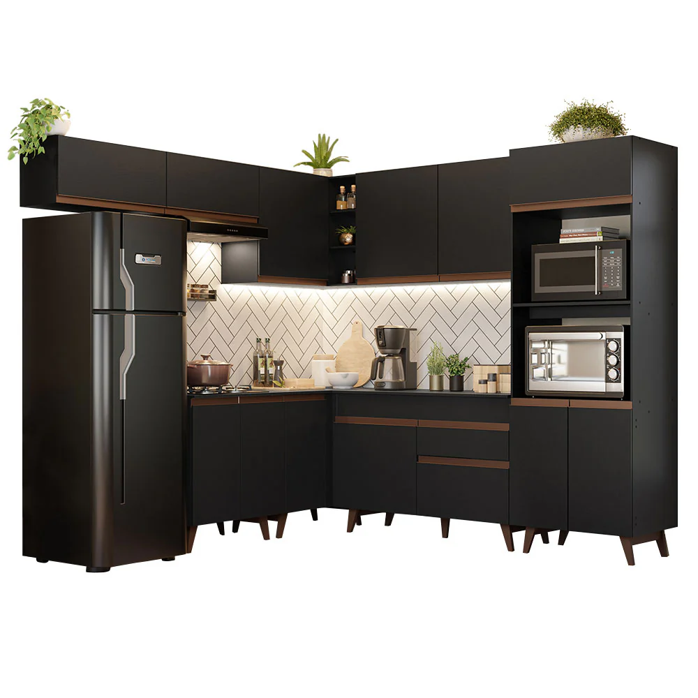 Armário de Cozinha Completa de Canto 472cm Preto Reims Madesa 01 - Image 2