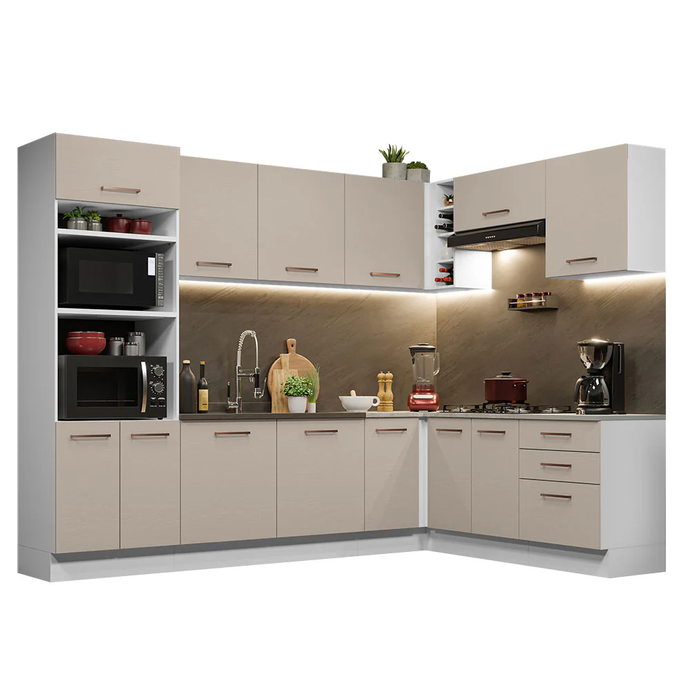 Armário de Cozinha Completa de Canto 479cm Branco/Crema Agata Madesa 01 - Image 2