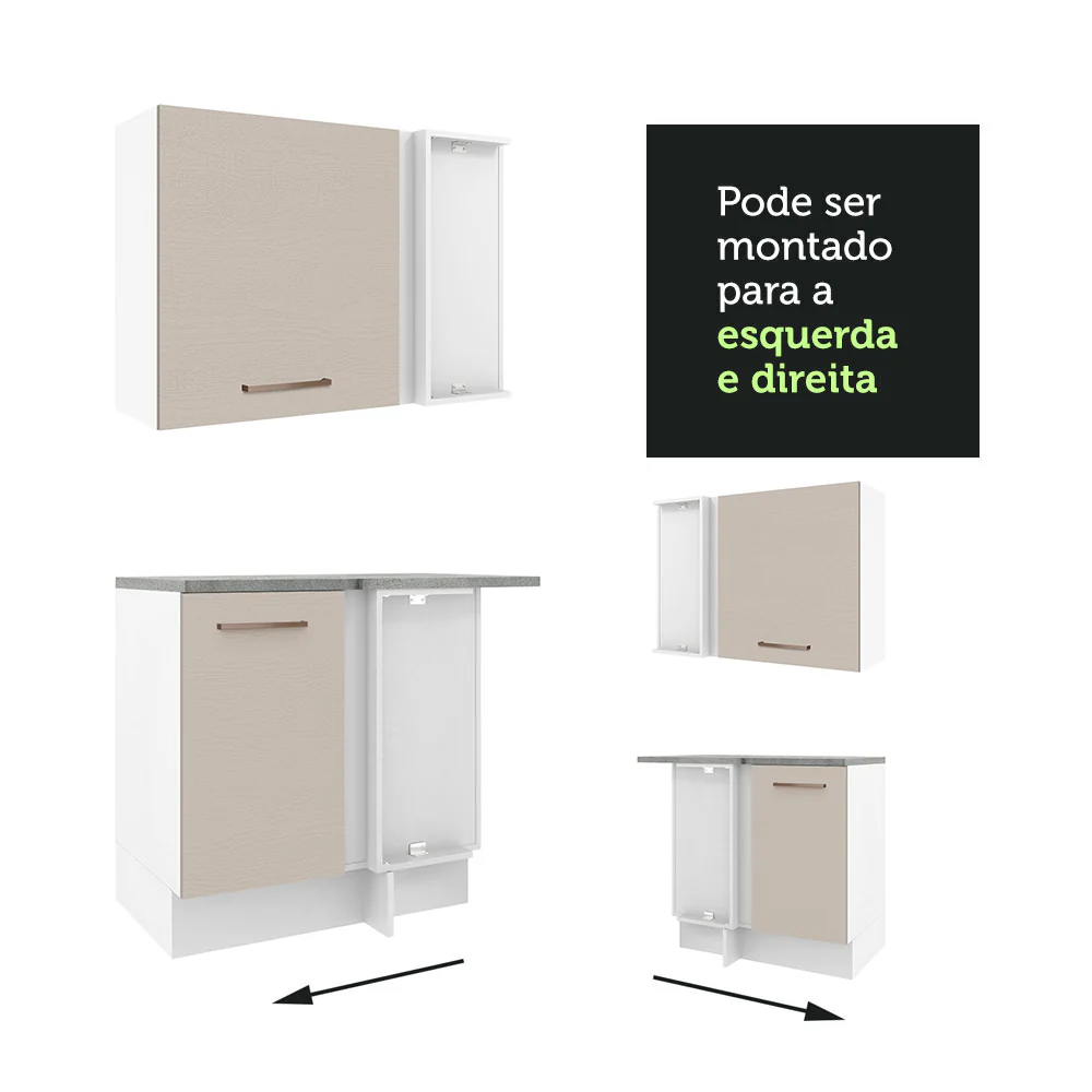 Armário de Cozinha Completa de Canto 479cm Branco/Crema Agata Madesa 01 - Image 8