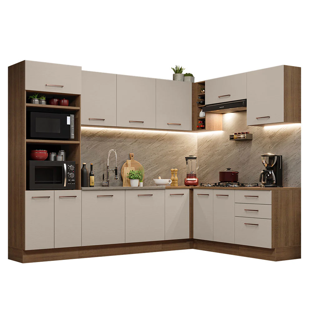 Armário de Cozinha Completa de Canto 479cm Rustic/Crema Agata Madesa 01 - Image 2