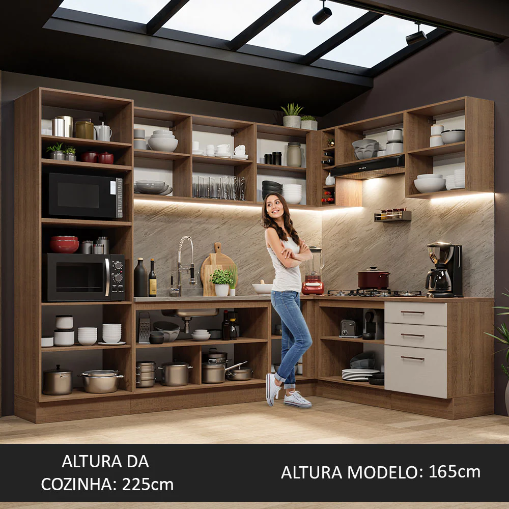Armário de Cozinha Completa de Canto 479cm Rustic/Crema Agata Madesa 01 - Image 5