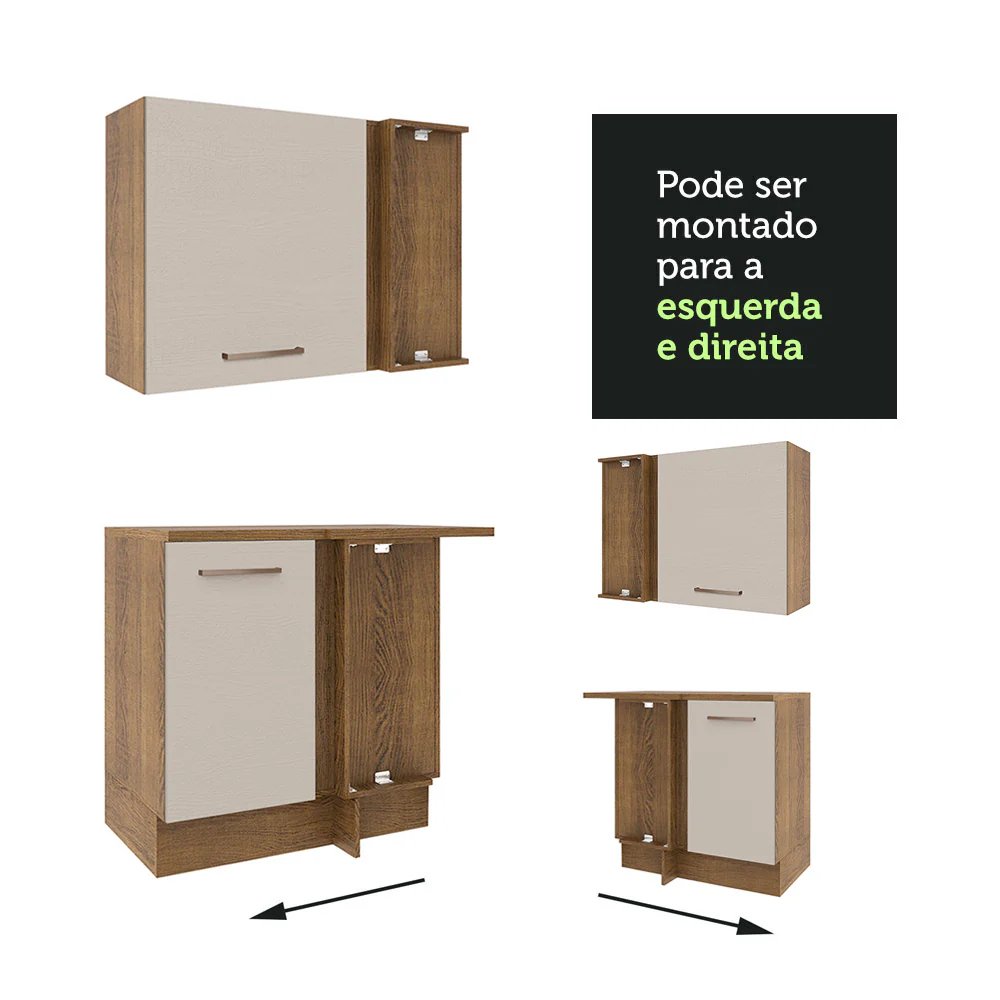 Armário de Cozinha Completa de Canto 479cm Rustic/Crema Agata Madesa 01 - Image 8