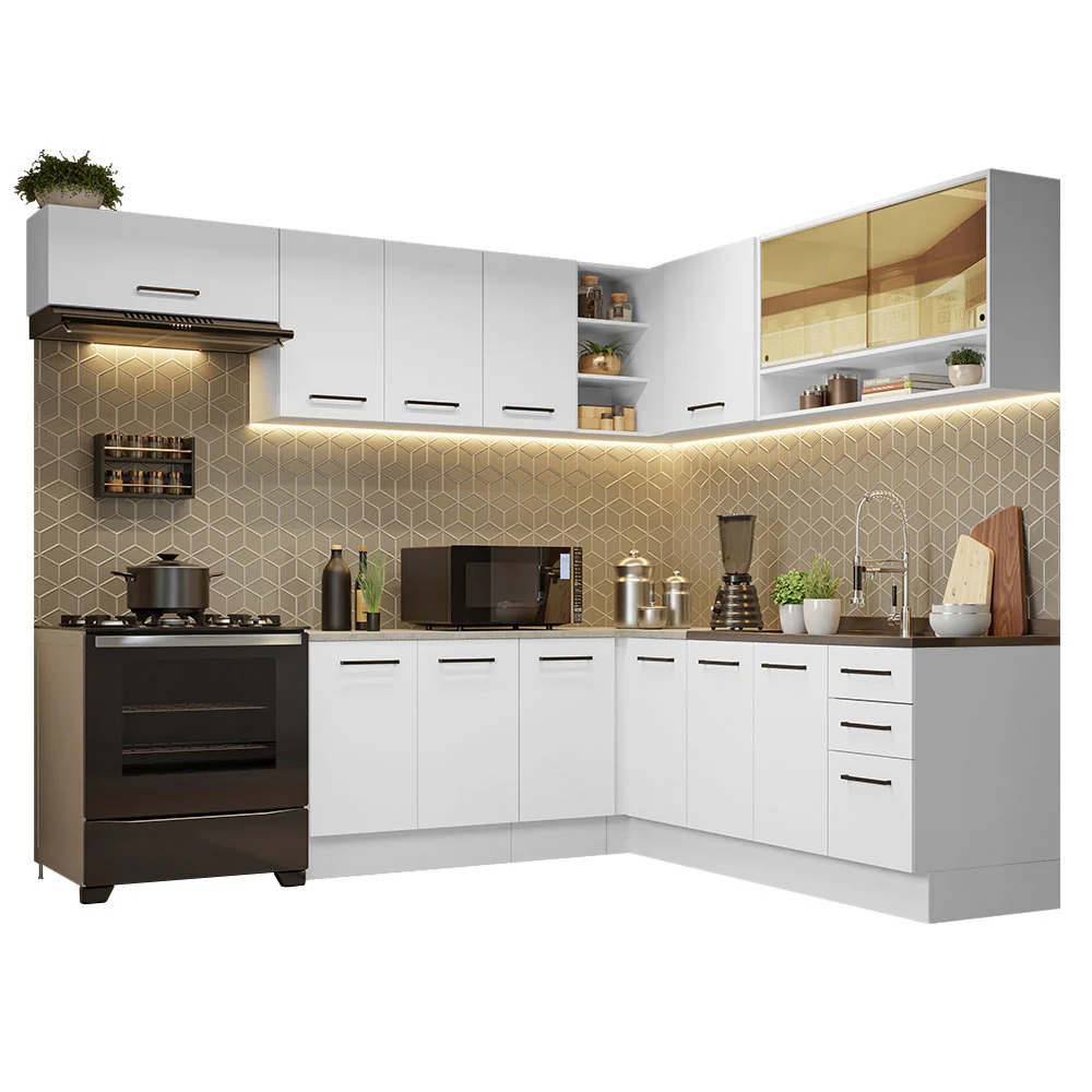Armário de Cozinha Completa de Canto 486cm Branco 60cm de Profundidade Agata Madesa 01 - Image 2