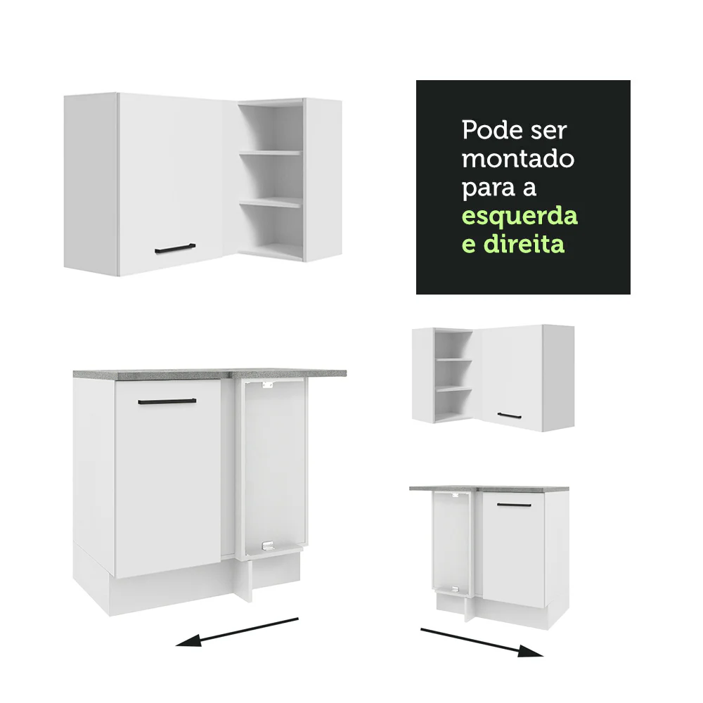 Armário de Cozinha Completa de Canto 486cm Branco 60cm de Profundidade Agata Madesa 01 - Image 8