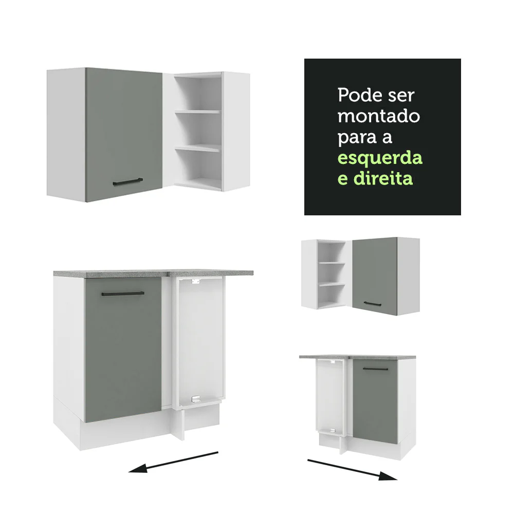 Armário de Cozinha Completa de Canto 486cm Branco/Cinza 60cm de Profundidade Agata Madesa 01 - Image 8