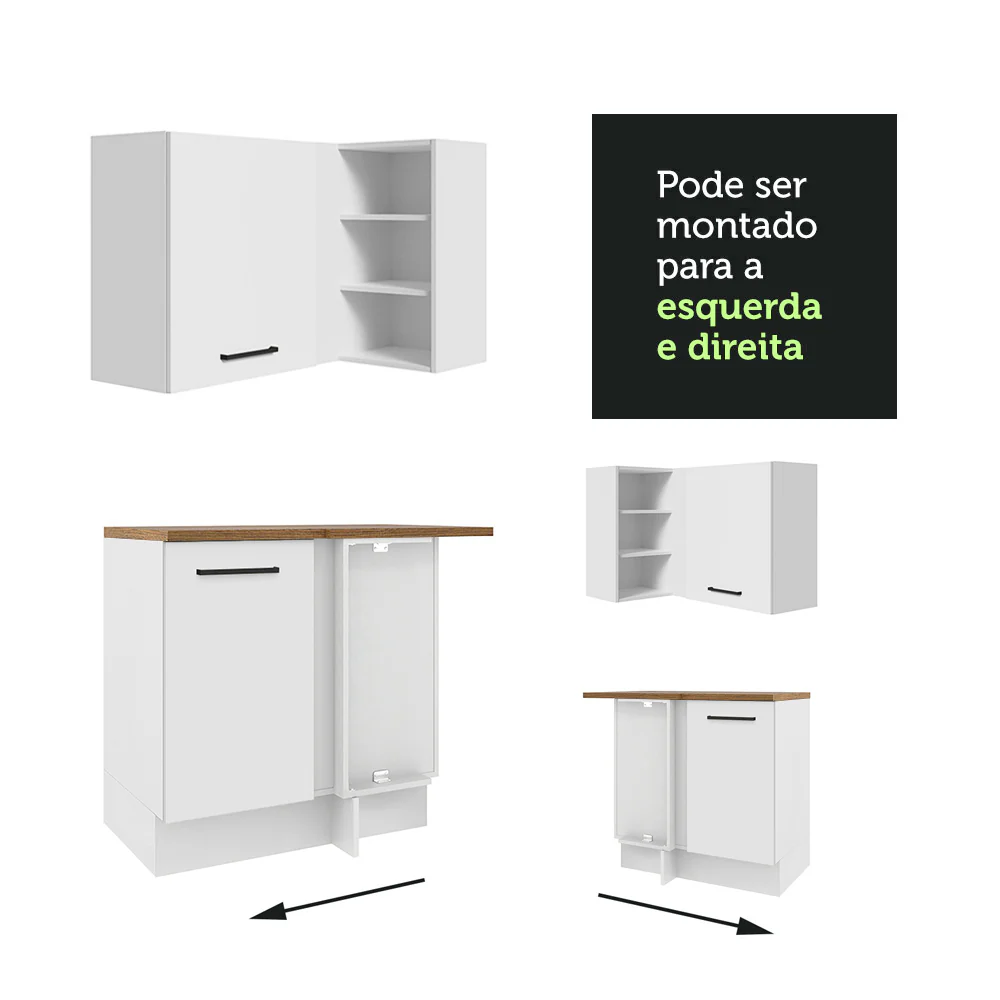 Armário de Cozinha Completa de Canto 486cm Branco Tampo Rustic 60cm de Profundidade Agata Madesa 01 - Image 8