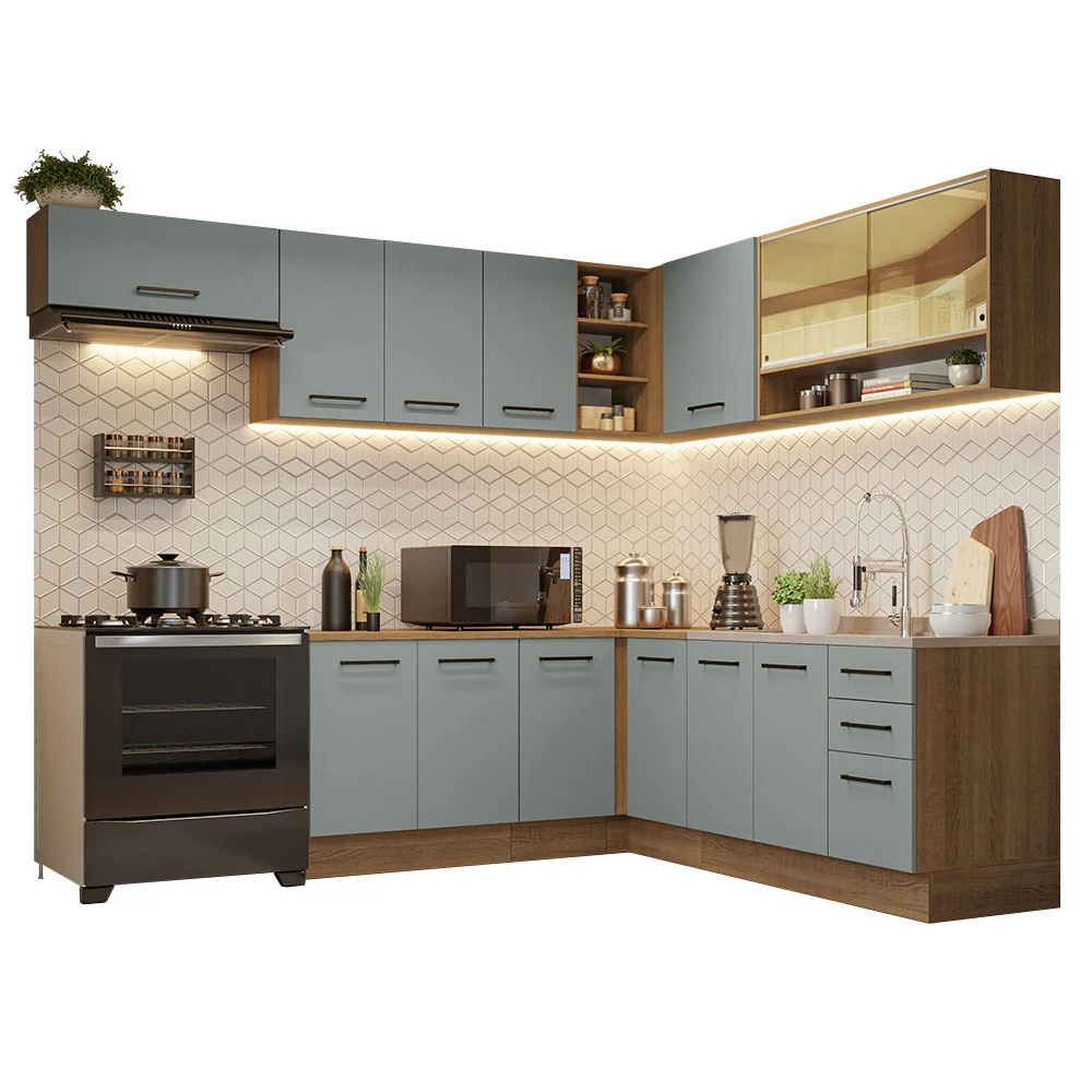 Armário de Cozinha Completa de Canto 486cm Rustic/Cinza 60cm de Profundidade Agata Madesa 01 - Image 2
