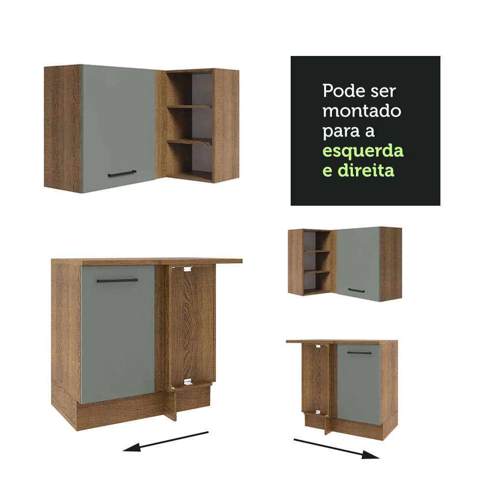 Armário de Cozinha Completa de Canto 486cm Rustic/Cinza 60cm de Profundidade Agata Madesa 01 - Image 8