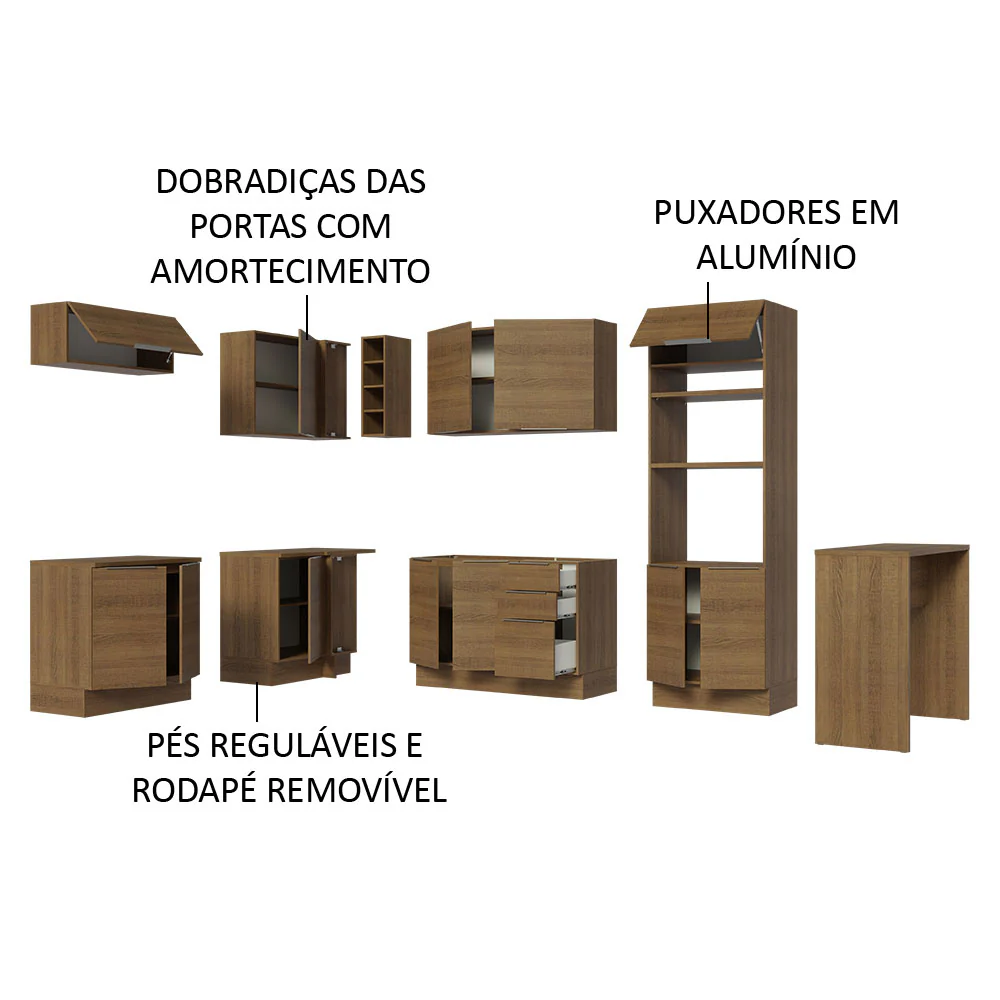 Armário de Cozinha Completa de Canto 489cm Rustic Stella Madesa - Image 4
