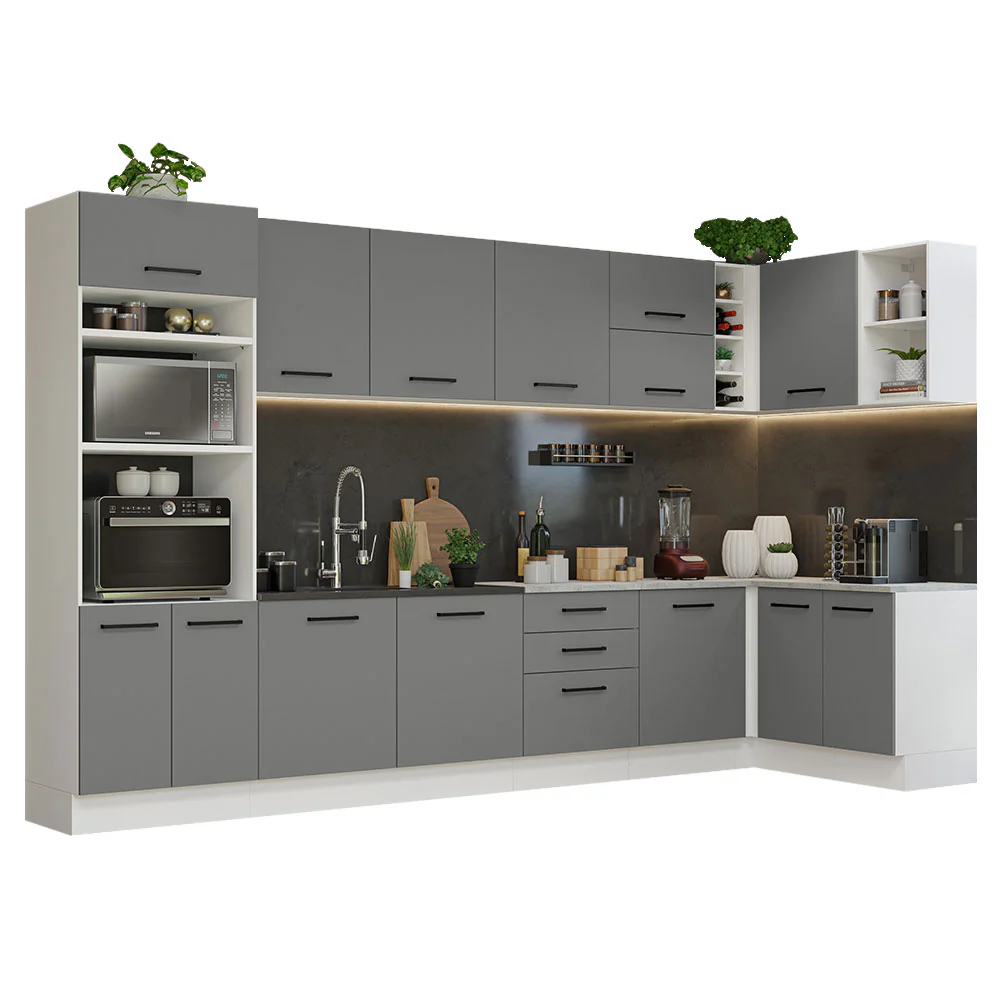 Armário de Cozinha Planejada de Canto 499cm Branco/Cinza Agata Madesa 01 - Image 2