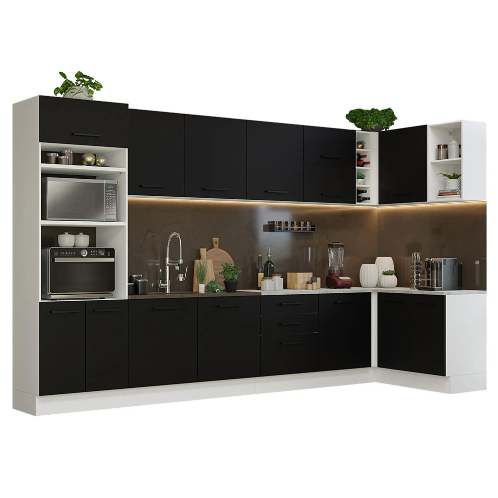 Armário de Cozinha Planejada de Canto 499cm Branco/Preto Agata Madesa 01 - Image 2