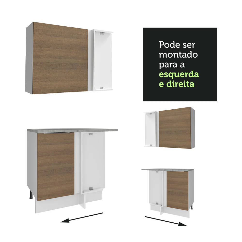 Armário de Cozinha Completa de Canto 499cm Branco/Rustic Stella Madesa 02 - Image 8