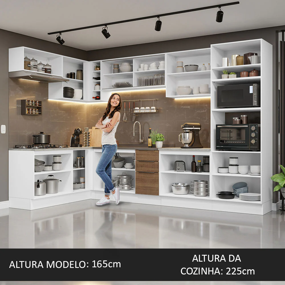 Armário de Cozinha Completa de Canto 499cm Branco/Rustic Stella Madesa 03 - Image 5