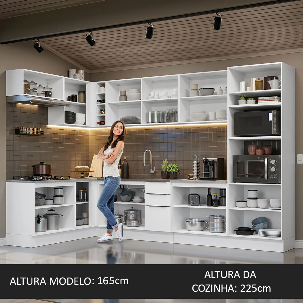 Armário de Cozinha Completa de Canto 499cm Branco Stella Madesa 01 - Image 5