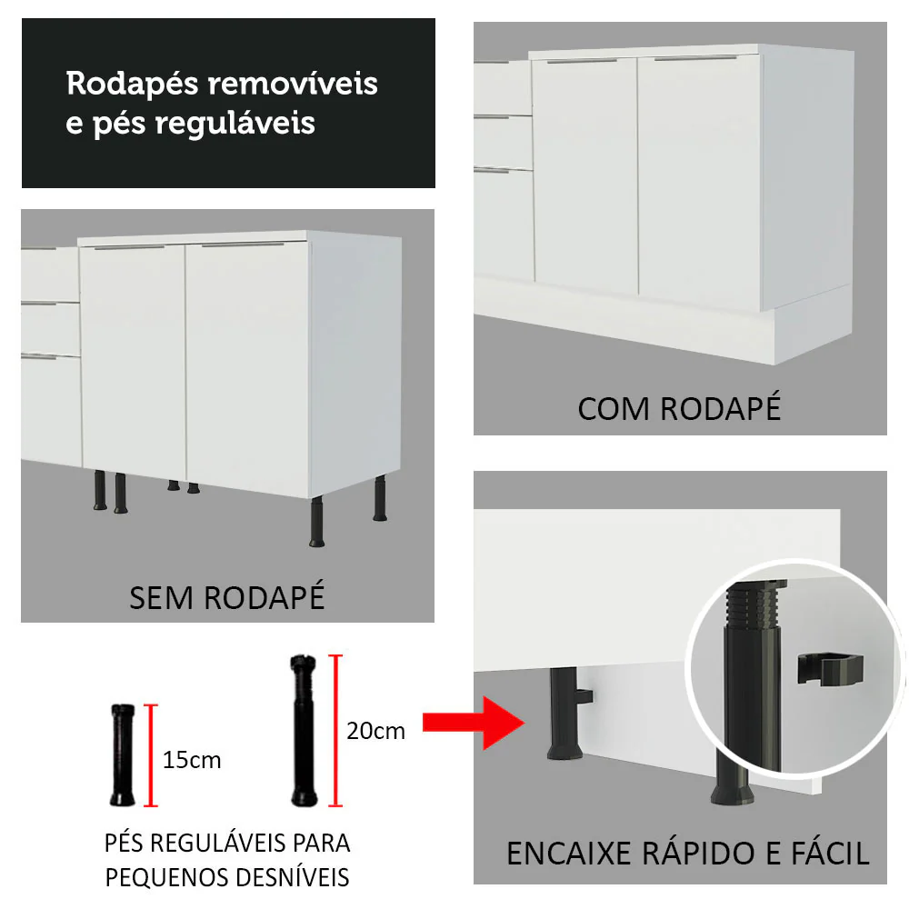 Armário de Cozinha Completa de Canto 499cm Branco Stella Madesa 02 - Image 10