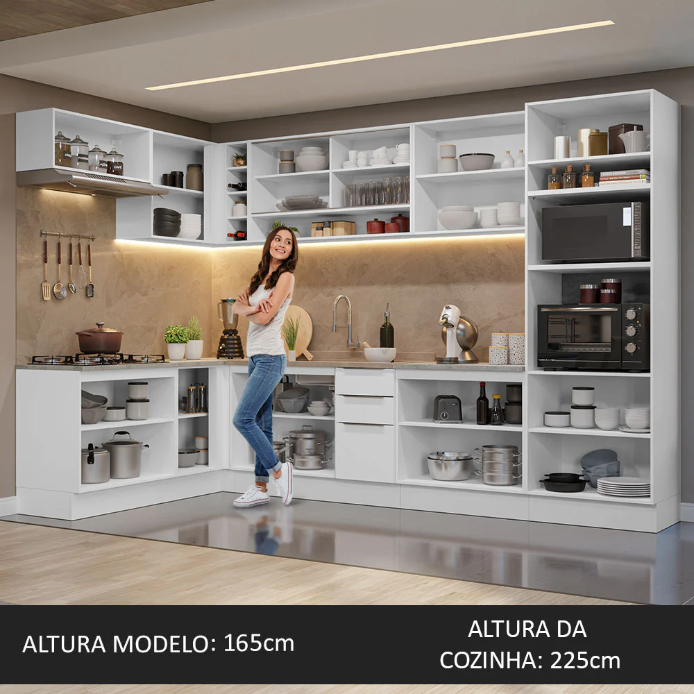 Armário de Cozinha Completa de Canto 499cm Branco Stella Madesa 02 - Image 5