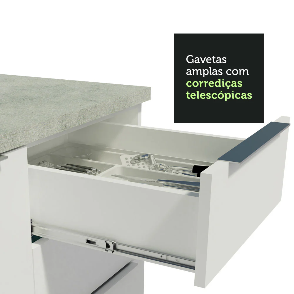 Armário de Cozinha Completa de Canto 499cm Branco Stella Madesa 02 - Image 7