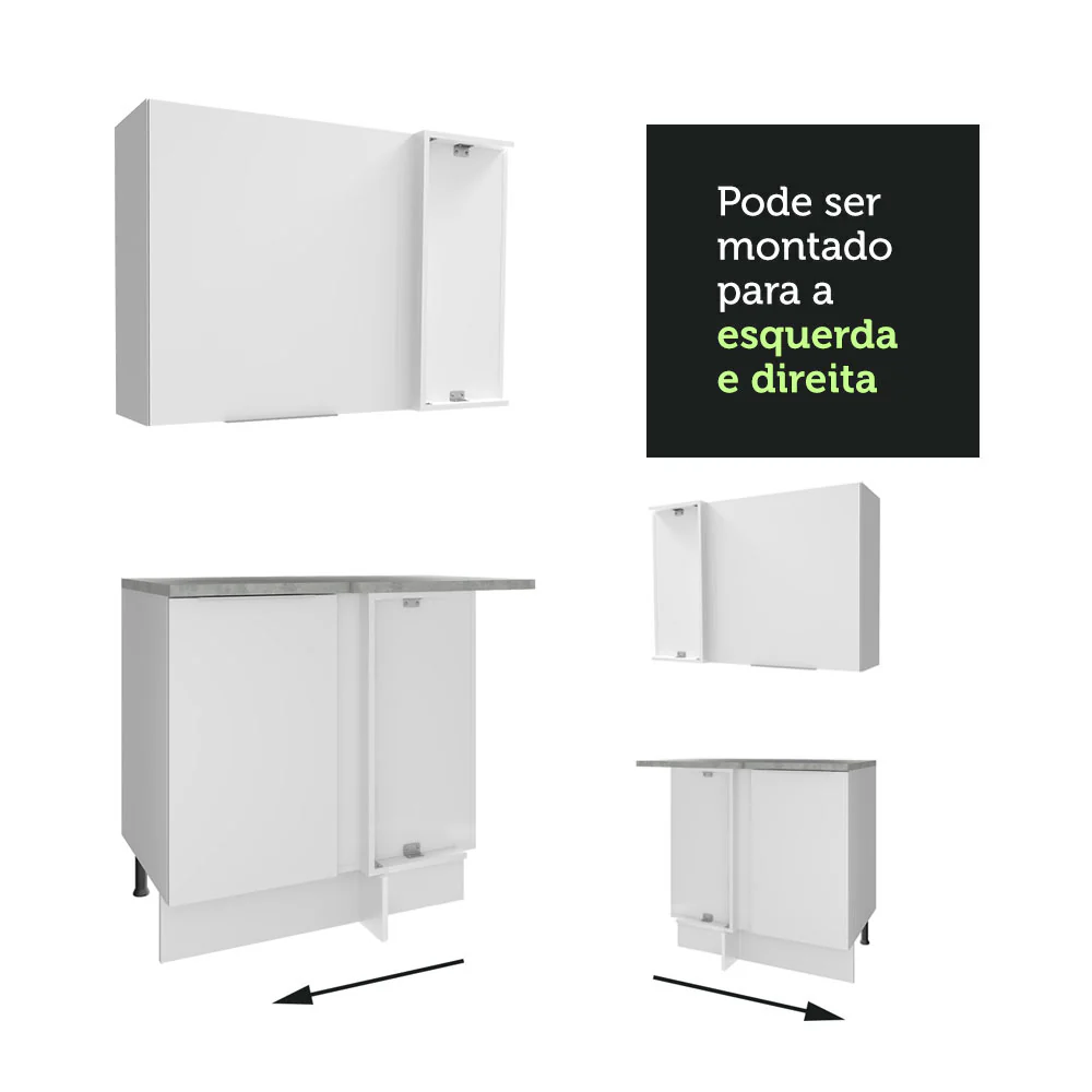 Armário de Cozinha Completa de Canto 499cm Branco Stella Madesa 02 - Image 8
