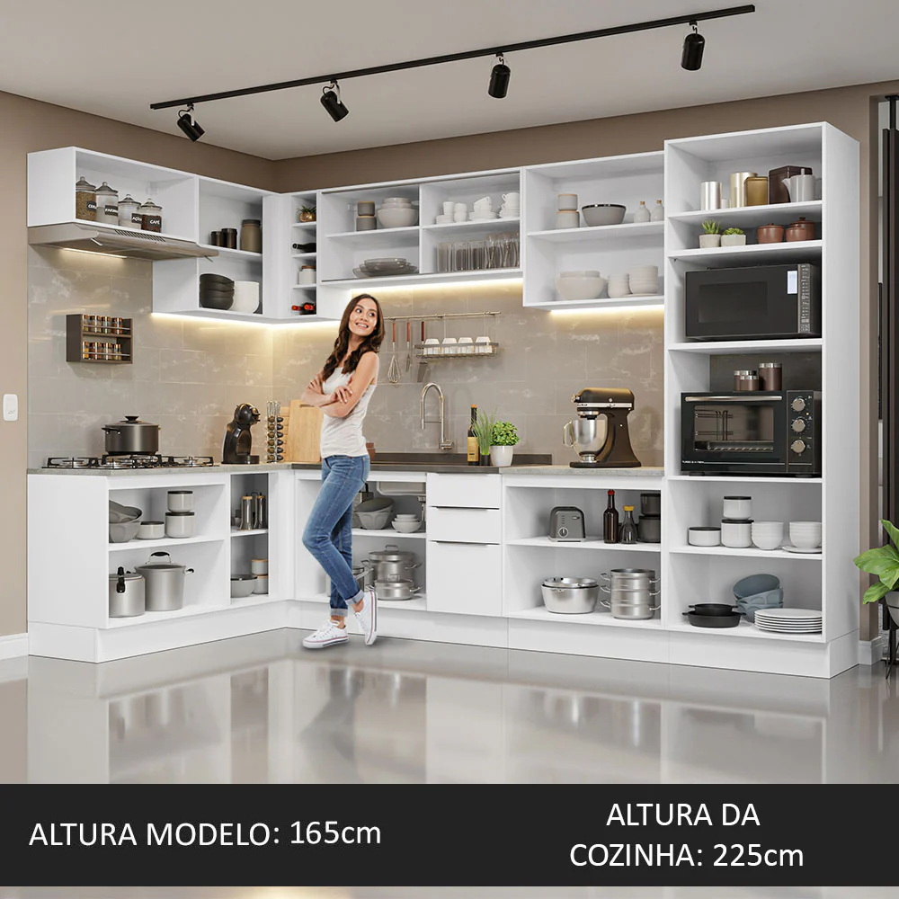 Armário de Cozinha Completa de Canto 499cm Branco Stella Madesa 03 - Image 5