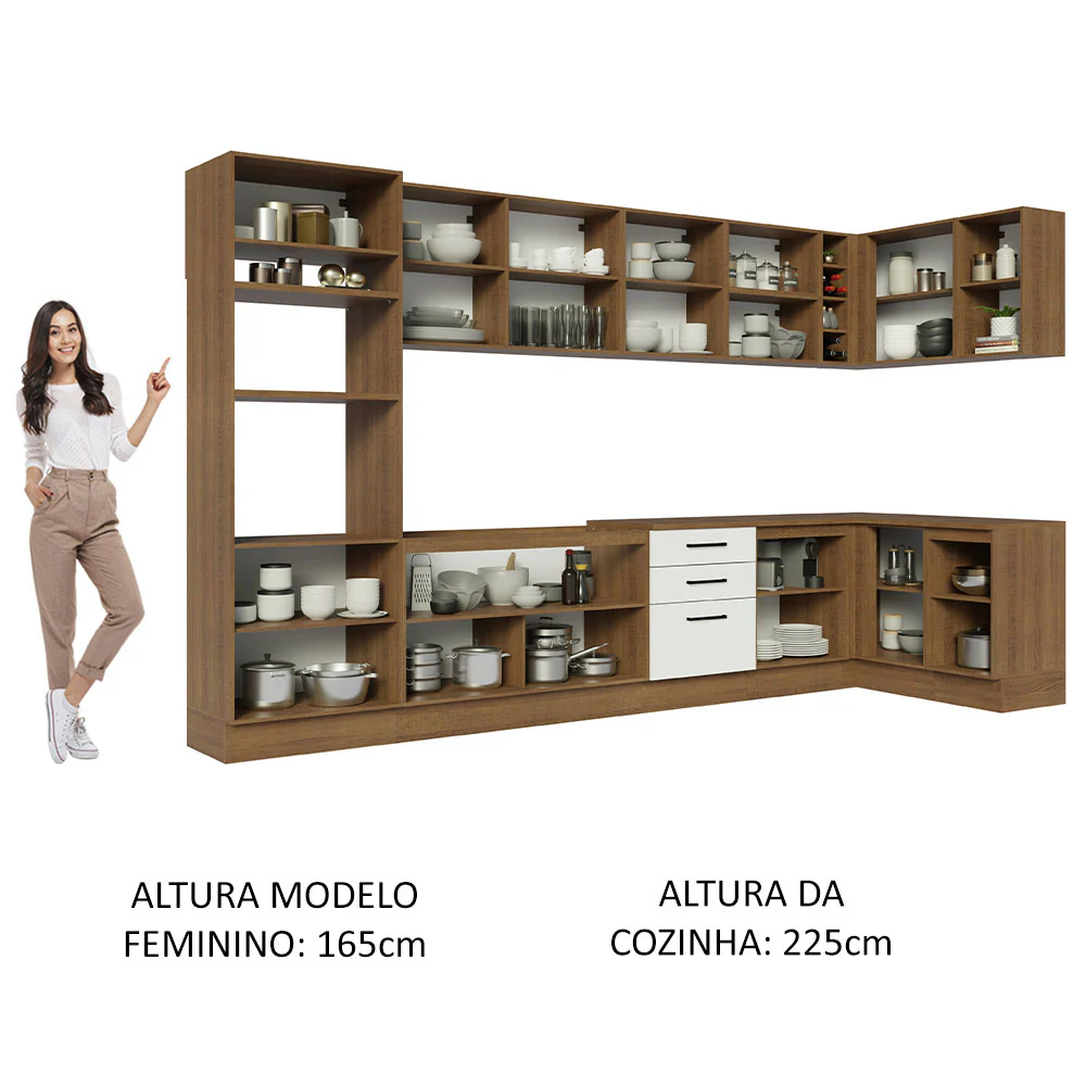Armário de Cozinha Planejada de Canto 499cm Rustic/Branco Agata Madesa 01 - Image 5