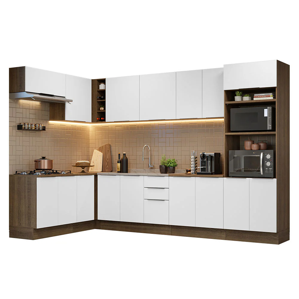 Armário de Cozinha Completa de Canto 499cm Rustic/Branco Stella Madesa 01 - Image 2