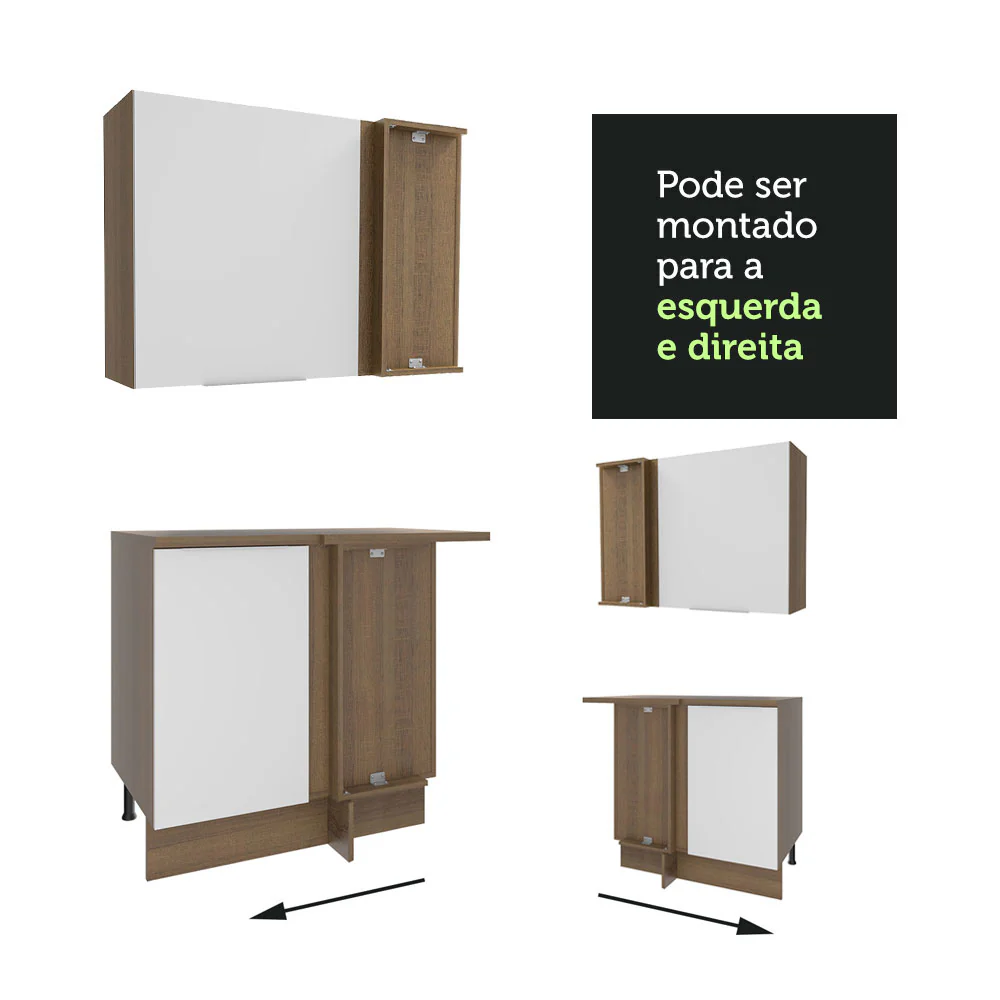 Armário de Cozinha Completa de Canto 499cm Rustic/Branco Stella Madesa 01 - Image 8