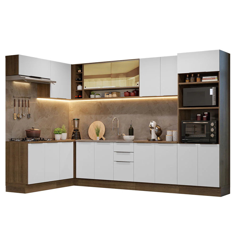 Armário de Cozinha Completa de Canto 499cm Rustic/Branco Stella Madesa 02 - Image 2