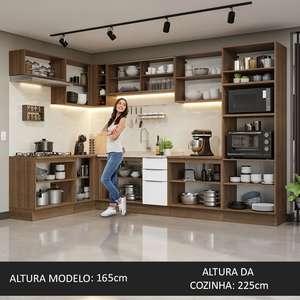 Armário de Cozinha Completa de Canto 499cm Rustic/Branco Stella Madesa 03 - Image 5