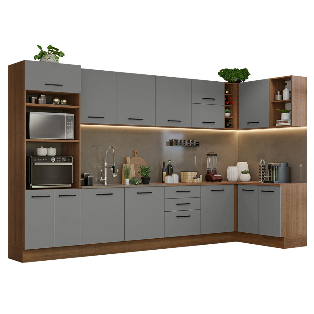 Armário de Cozinha Planejada de Canto 499cm Rustic/Cinza Agata Madesa 01 - Image 2