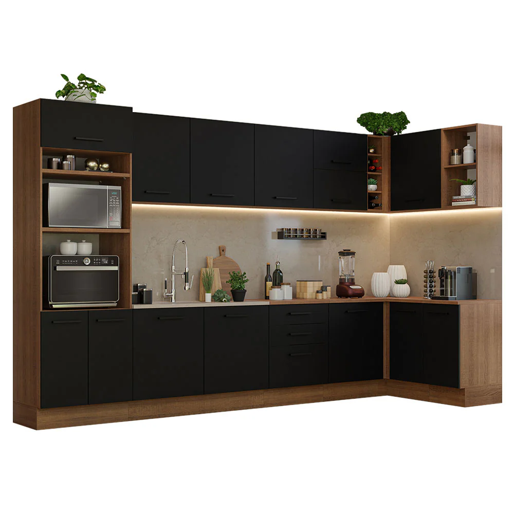 Armário de Cozinha Planejada de Canto 499cm Rustic/Preto Agata Madesa 01 - Image 2