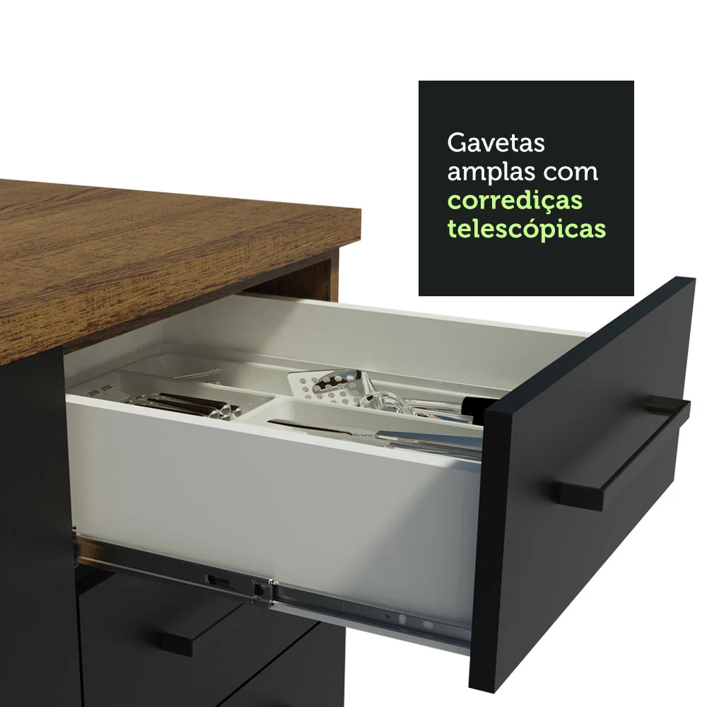 Armário de Cozinha Planejada de Canto 499cm Rustic/Preto Agata Madesa 01 - Image 7