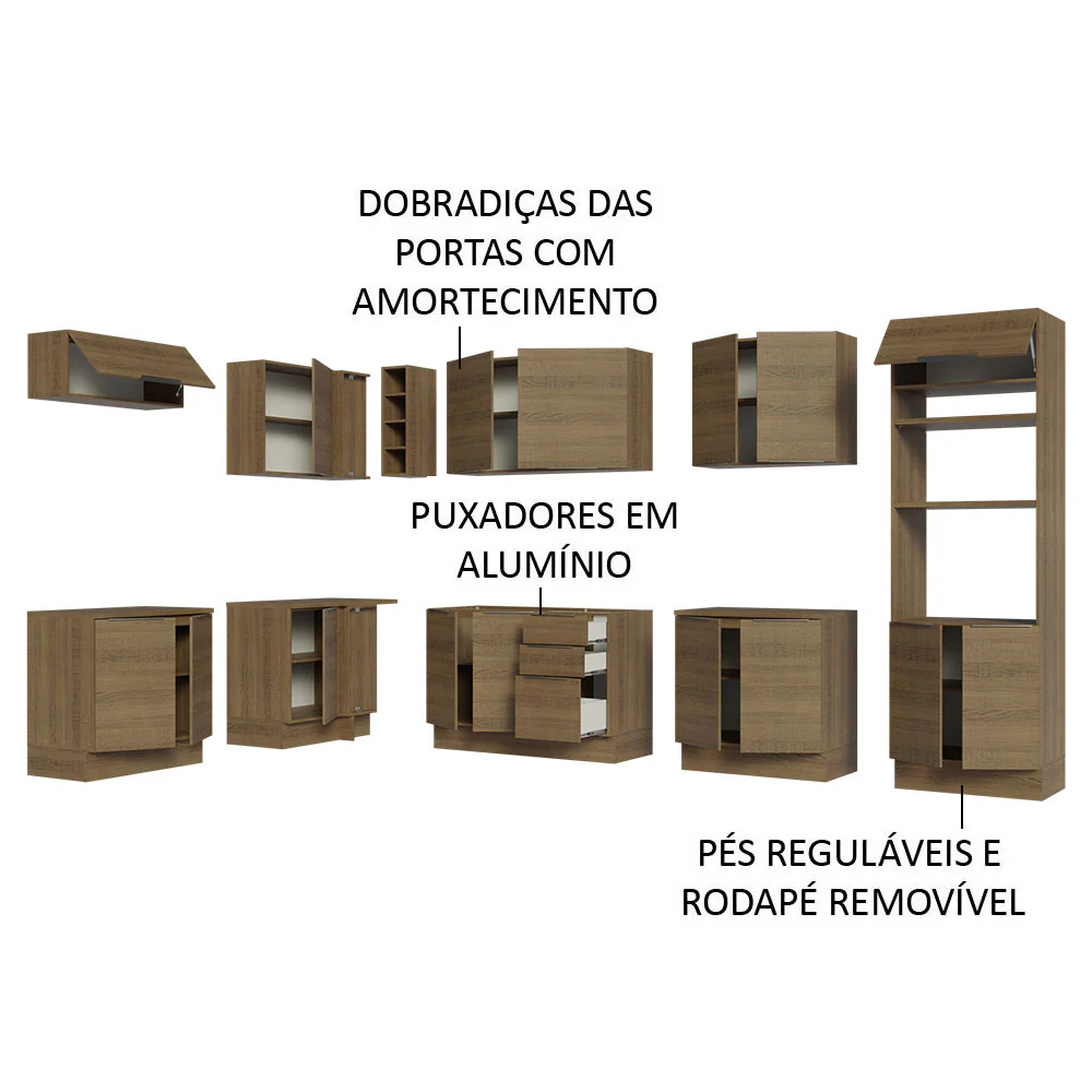 Armário de Cozinha Completa de Canto 499cm Rustic Stella Madesa 01 - Image 4