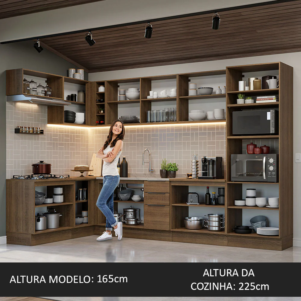 Armário de Cozinha Completa de Canto 499cm Rustic Stella Madesa 01 - Image 5