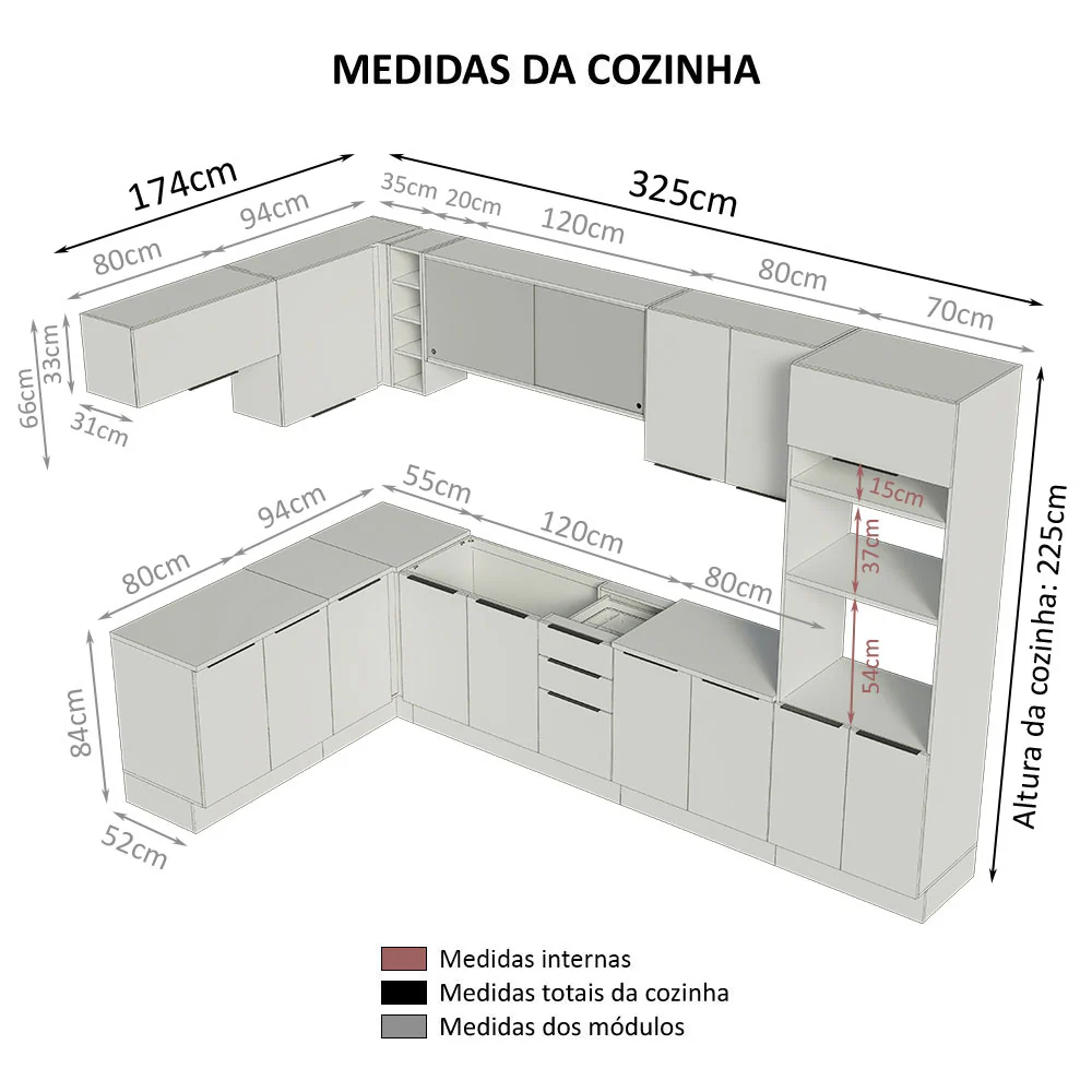 Armário de Cozinha Completa de Canto 499cm Rustic Stella Madesa 03 - Image 3