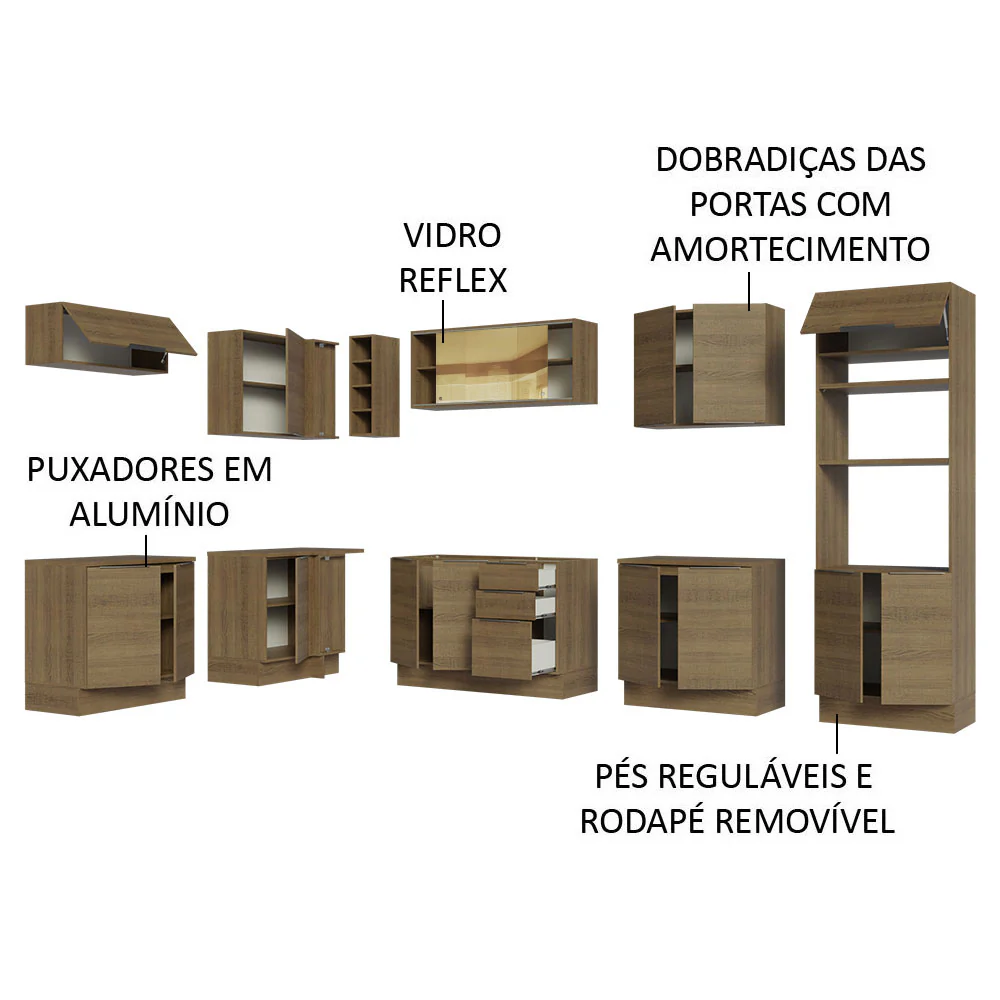 Armário de Cozinha Completa de Canto 499cm Rustic Stella Madesa 03 - Image 4