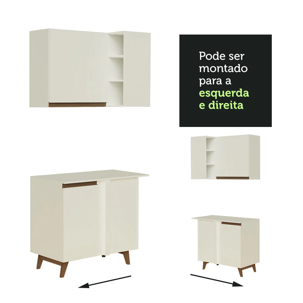 Armário de Cozinha Completa de Canto 512cm Branco Reims Madesa 01 - Image 9