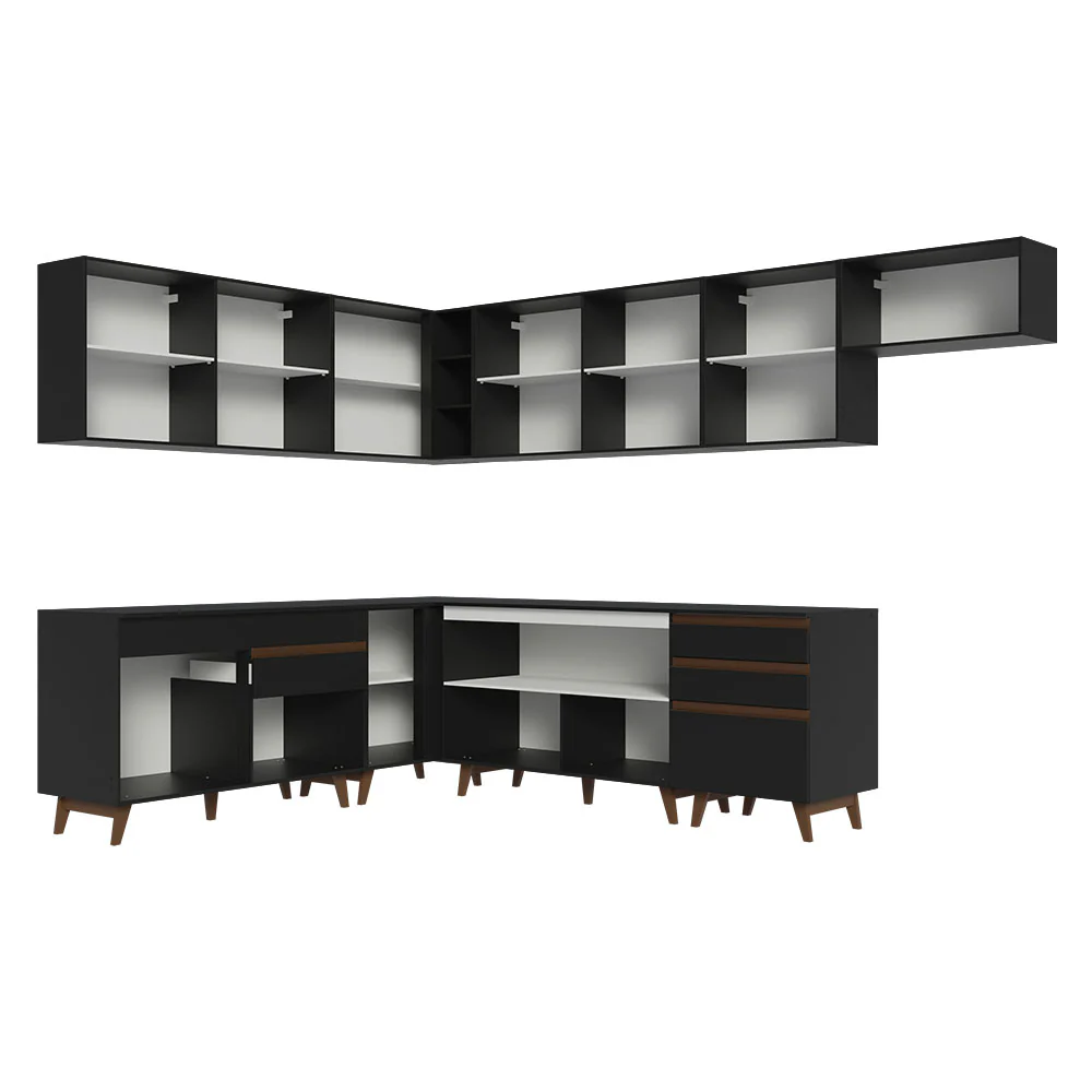 Armário de Cozinha Completa de Canto 512cm Preto Reims Madesa 01 - Image 12