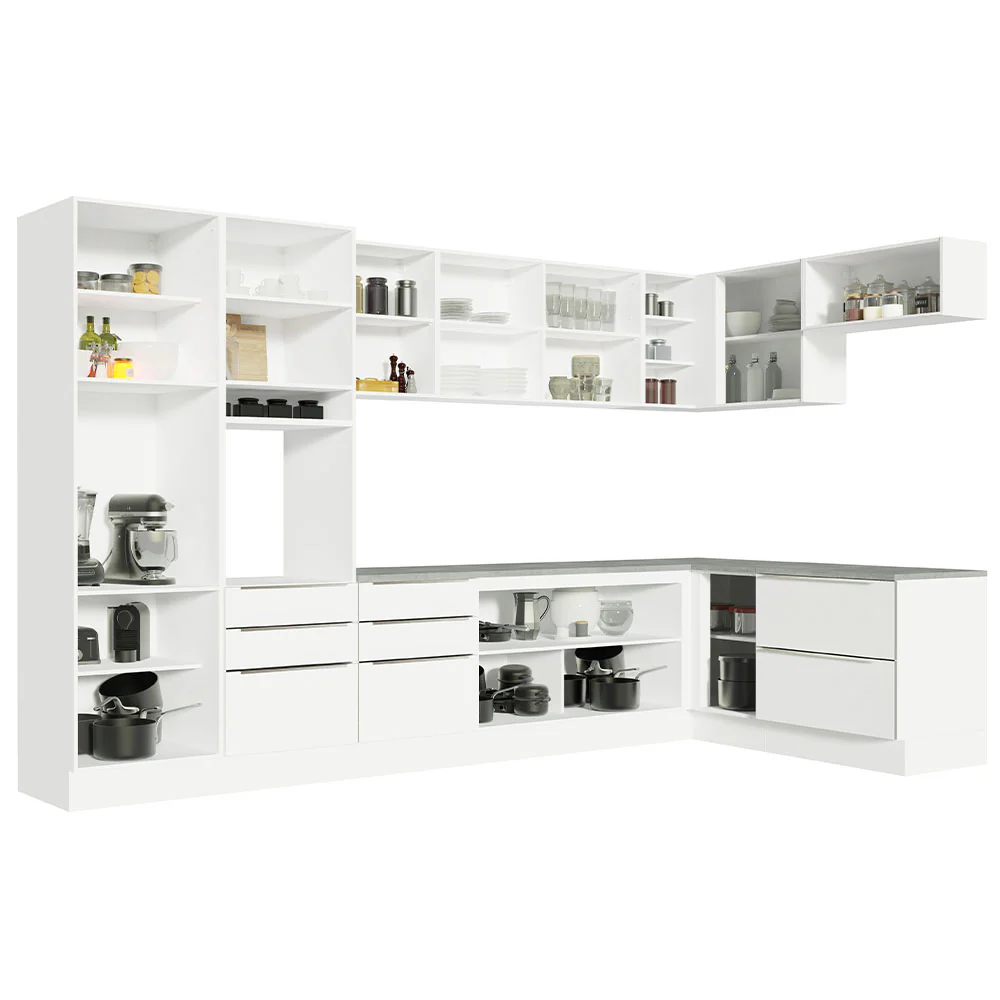 Armário de Cozinha Completa de Canto 546 x 60 cm Branco Veludo Lux Madesa 05 - Image 11