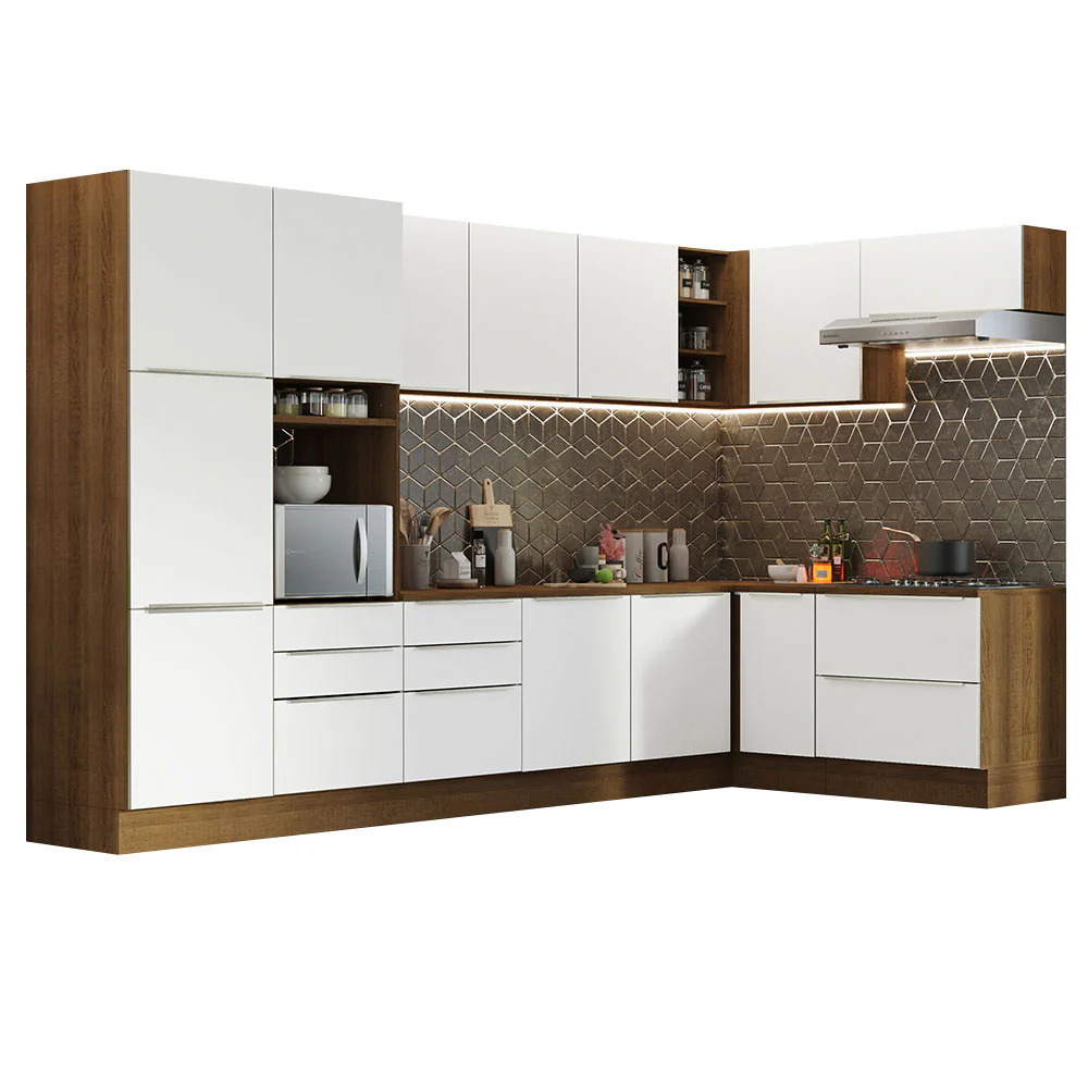 Armário de Cozinha Completa de Canto 546 x 60 cm Rustic/Branco Veludo Lux Madesa 05 - Image 2