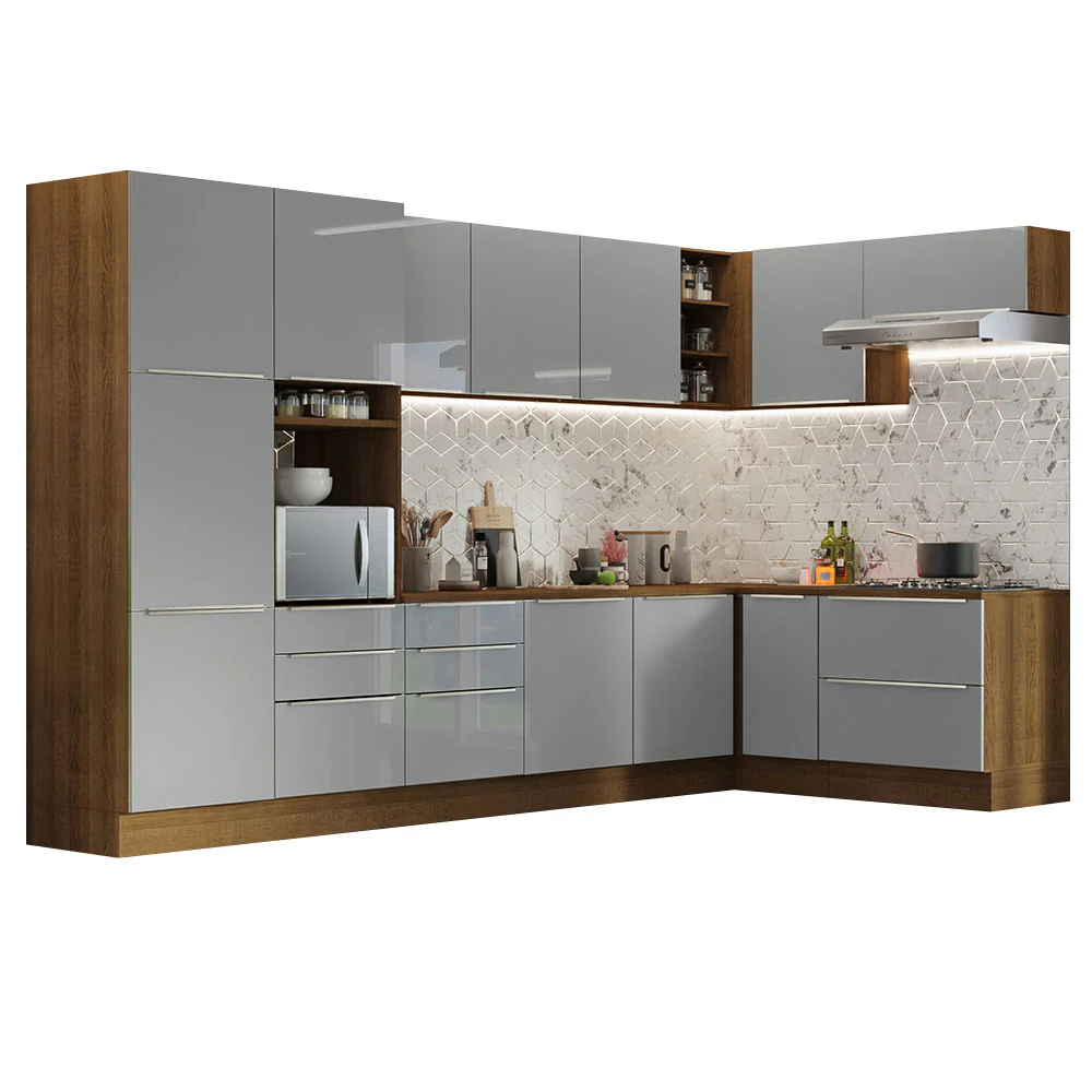 Armário de Cozinha Completa de Canto 546 x 60 cm Rustic/Cinza Lux Madesa 05 - Image 2