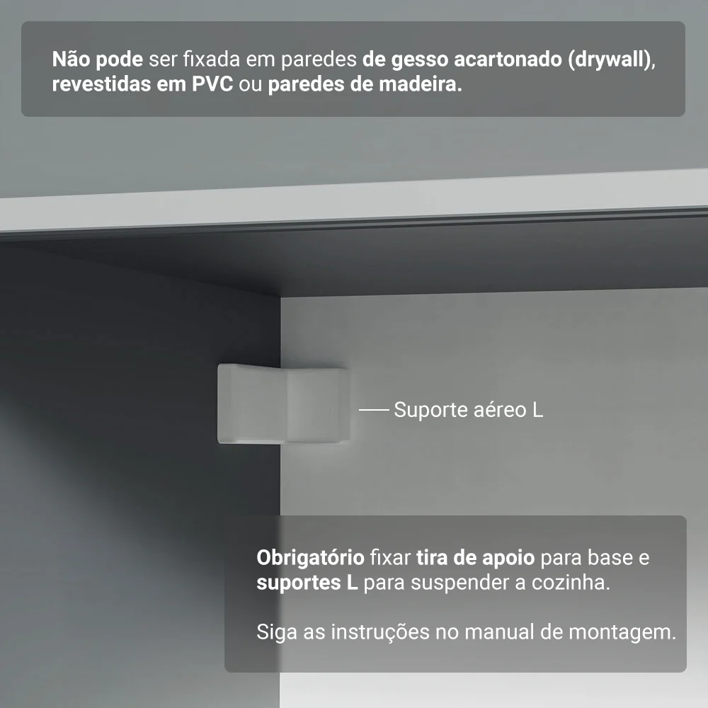 Armário de Cozinha Completa de Canto Suspenso 325cm Cinza Nice Madesa 02 - Image 10