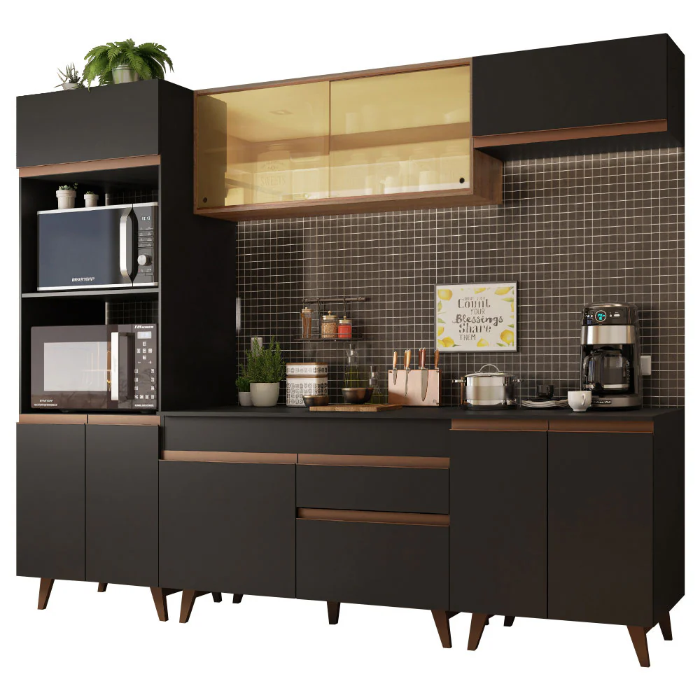 Armário de Cozinha Completa 260cm Preto/Rustic Reims Madesa 02 - Image 2