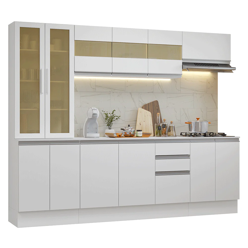 Armário de Cozinha Completa 100% MDF 240 cm Branco Smart Madesa 01 - Image 2