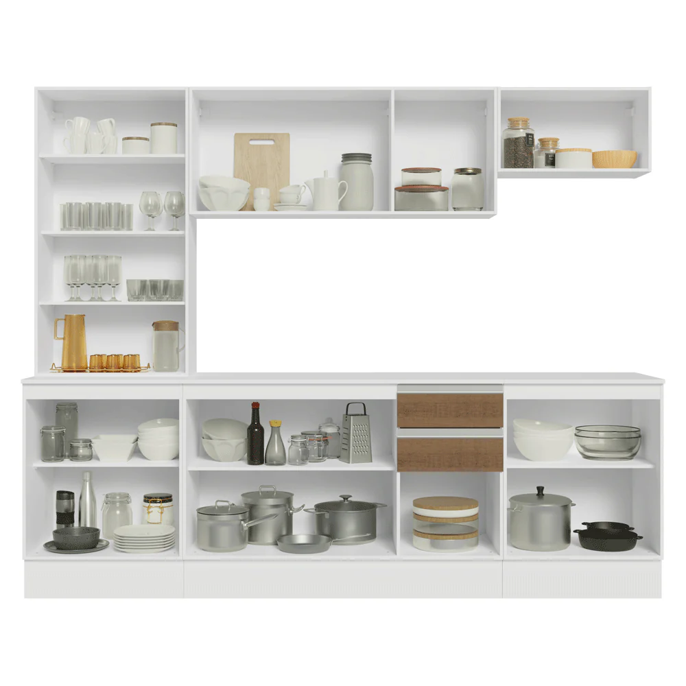 Armário de Cozinha Completa 100% MDF 240 cm Branco/Rustic/Crema Smart Madesa 01 - Image 5