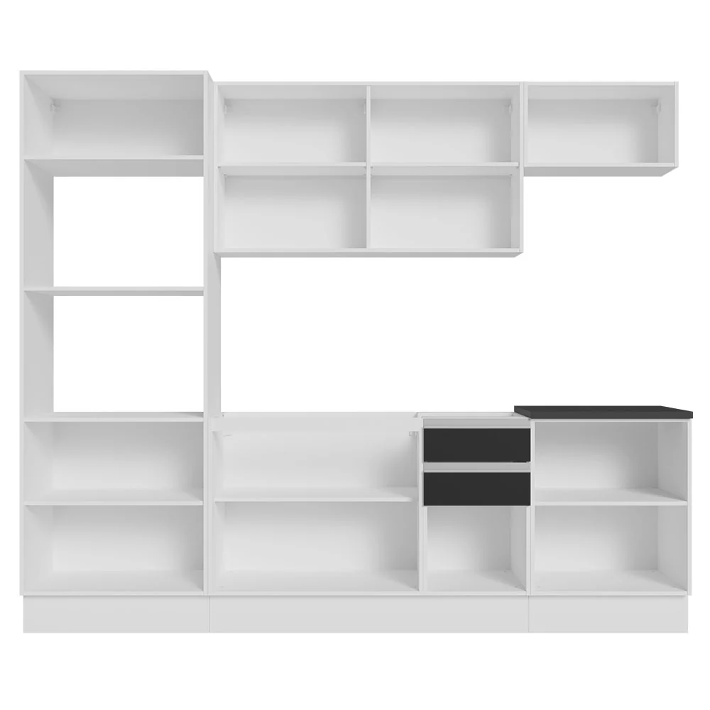 Armário de Cozinha Completa 100% MDF 250cm Branco/Preto Acordes Madesa 03 - Image 6